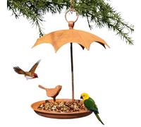 Mangiatoia per uccelli penzolanti, mangiatoia per uccelli da balcone | Mangiatoia per uccelli da esterno - Vassoio per alimentazione animale in metallo resistente alle intemperie con ombrello a cupola