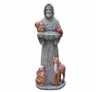 Mangiatoia per uccelli per esterni Statua di San Francesco d'Assisi Mangiatoia per uccelli spirituale alta 11, 8 pollici con scoiattoli Cervi Benedizione in resina San Francesco