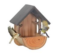 Mangiatoia per uccelli per esterni, supporto a parete in legno resistente alle intemperie, mangiatoia per uccelli da balcone, stazione di alimentazione per uccelli per guardare il cibo per animali