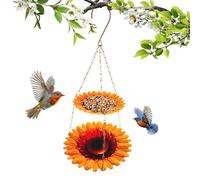 Mangiatoia per uccelli per esterni, vassoio retrò a doppio strato, mangiatoia per uccelli da appendere, design girasole, per fringuelli, cortile, giardino, balcone, terrazza, parco