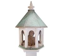 Mangiatoia per uccelli selvatici, tetto in rame con patina in PVC massiccio (F8V) Made in USA (supporto 10,2 x 10,2 cm)