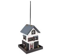 Mangiatoia per uccelli - Silo Neah in legno verniciato taupe con coperchio - 25cm