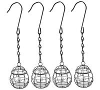 Mangiatoia per Uccelli Sospesa, Mangiatoia per Palline di Grasso da 4 Pezzi, per Uccelli in Metallo Appesa con Ganci a Forma di S per della Fauna Selvatica da Giardino all'aperto F