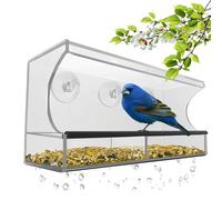 Mangiatoia per uccelli trasparente per finestre, casetta in acrilico, con ventose potenti, mangiatoia chiara per osservazione, per giardino, balcone e tutta la famiglia per attrarre