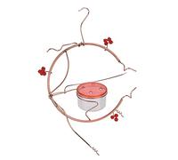 Mangiatoia per uccelli XOYIXOYI, design fatto a mano con viti e bacche, ciotola trasparente, supporto in rame, coperchio rosso con 4 ingressi, viticci di riposo, facile da pulire,
