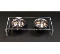 Mangiatoia porta ciotole per cani e gatti in plexiglass trasparente "Cosmo"