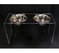 Mangiatoia porta ciotole per cani e gatti in plexiglass trasparente "Cosmo"