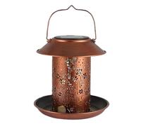 Mangiatoia solare per uccelli, 16 x 24,1 cm, lanterna impermeabile in metallo, mangiatoia per uccelli selvatici, decorazione per giardino, patio, balcone, prato, accessorio per attirare la fauna