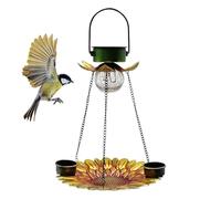 Mangiatoia solare per uccelli, 2 in 1, alimentata a energia solare, in metallo, per esterni, resistente alle intemperie, decorazione da giardino per balcone, patio e cortile