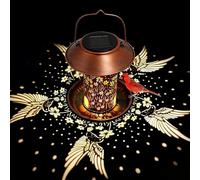Mangiatoia solare per uccelli - Decorazione da giardino da 9,49 pollici | Lanterna solare da esterno - Design di colibrì cavo in ferro, lampada di alimentazione impermeabile da 486 g per patio,