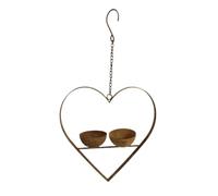 Mangiatoia Sospesa a Forma di Cuore per volatili - Contenitore in Ferro Resistente alle Intemperie per Giardino, Balcone, Terrazza e Albero, Capacità Decorativa Rústica