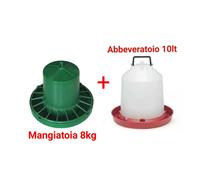 MANGIATOIA TRAMOGGIA 8KG CON ABBEVERATOIO 10LT CON MANICO PER PULCINI POLLI GALL