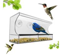 Mangiatoia trasparente per uccelli, casetta per uccelli in acrilico con aperta - con ventose forti - Mangiatoia trasparente per uccelli per l'osservazione dei gatti - per bambini all'aperto e