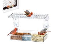 Mangiatoia trasparente per uccelli per finestre, dispenser di semi trasparente con vista sulla natura, contenitore vassoio a ventose decorativo per esterni impermeabile per giardino