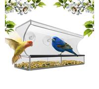 Mangiatoia trasparente per uccelli - Stazione per uccelli in acrilico resistente alle intemperie con ventose ad alta aspirazione - Con forti ventose per osservazione, per balcone, giardino, terrazzo