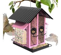 Mangiatoie Per Cardellini Esterni | Mangiatoia Trasparente In Metallo Per Cardellini Con Doppio Tetto,Accessori per Birdwatching da Giardino per Recinzione Albero Balcone Terrazzo Finestra