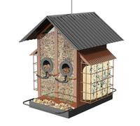 Mangiatoie Per Cardellini Esterni - Mangiatoie Per Uccelli Selvatici In Metallo Con Doppio Tetto | Accessori per Birdwatching da Giardino per Recinzione Albero Balcone Terrazzo Finestra