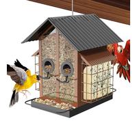 Mangiatoie Per Cardellini Esterni | Mangiatoie Per Uccelli Selvatici In Metallo Con Doppio Tetto,Accessori per Birdwatching da Giardino per Recinzione Albero Balcone Terrazzo Finestra