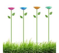 Mangiatoie per da Esterno - 4 Pezzi con Picchetto e Decorazione Fiori da Giardino | Abbeveratoio delle da giardino | Per uccelli pappagallini cortili terrazze sentieri terreno