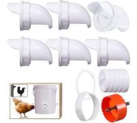 Mangiatoie per Galline 6 Porte,Automatica DIY Mangiatoia,Mangiatoia Automatica per Pollame Antispreco,Mangiatoia Per Polli Resistente Alla Pioggia E Senza Sprechi Per Secchio, Barile,Scatola,Fessura