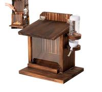 Mangiatoie per Scoiattoli da Esterno - Stazione di Alimentazione per Chipmunk con Bottiglia d'Acqua,Casa Mangiatoia in Legno da Parete per Mais Noci,Per Giardino Esterno Cortile Albero