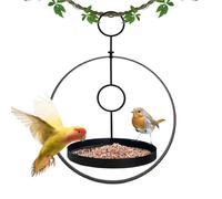 Mangiatoie per Uccelli da Esterno Giardino | Vassoio Design Anello in Metallo Resistente alle Intemperie Con Ganci | Mangiatoia per Uccelli in Metallo, per Osservare Cardellini e Pappagalli, Interni