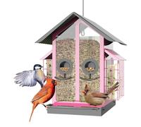 Mangiatoie Per Uccelli Da Esterno | Mangiatoia Trasparente In Metallo Per Cardellini Con Doppio Tetto - Accessori per Birdwatching da Giardino per Recinzione Albero Balcone Terrazzo Finestra