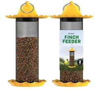 Mangiatoie per uccelli per esterni [Set di 2] 0,2 kg Capacità mangiatoie per uccelli selvatici gialli, semi attirano piccoli uccelli in cortile e giardino. Mangiatoie per uccelli a tubo per esterni.