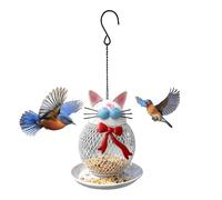 Mangiatoie per uccelli selvatici, stazione di alimentazione a forma di gatto antiscoiattoli, modello appeso, ideale per i cardellini al giardino sul balcone