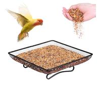 Mangiatoie Per Uccelli Selvatici, Vassoio Alimentatore Per Colibrì Da, Contenitore Quadrato in Metallo con Vassoio Rete, Accessori per Animali da Giardino e Decorazioni
