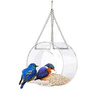 Mangiatore per uccelli con finestra trasparente ventosa catena appendere e base rotondo casetta esterno osservare da vicino gli selvatici all aperto