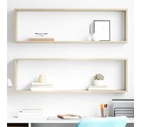 Mangloder - 2 scaffali a cubo, in legno di rovere Sonoma, 100 x 15 x 30 cm, moderno, salvaspazio, per soggiorno, camera da letto, cucina, ufficio, per riporre e decorare