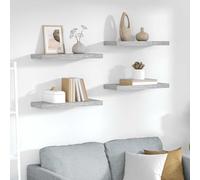 Mangloder - 4 mensole sospese in MDF, 60 x 23,5 x 3,8 cm, con telaio in metallo, montaggio invisibile, salvaspazio, per soggiorno, camera da letto, cucina, ufficio, colore: grigio cemento