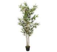 Mangloder - Albero di bambù artificiale, verde, 200 cm, con 1380 foglie, bastoncini di bambù e vaso in plastica, per soggiorno, ufficio, giardino, balcone, decorazione dall'aspetto realistico