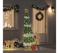 Mangloder - Albero di Natale illuminato con 3 scatole regalo 2D, bianco caldo, 220 LED, alimentazione USB, per interni ed esterni, decorazione salvaspazio per Natale, Avvento, inverno, design moderno
