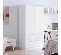 Mangloder ALTA - Armadio bianco in legno massiccio di pino, 90 x 55 x 170 cm, con asta appendiabiti e 2 cassetti, spazio per camera da letto, corridoio, spogliatoio, robusto sistema di organizzazione