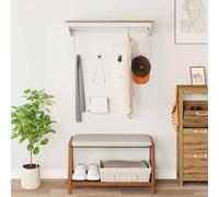 Mangloder - Appendiabiti HILL in legno di pino massiccio, bianco e marrone miele, 90 x 35 x 41,5 cm, con mensola per giacche, camicie, abiti, grucce per organizzare gli interni