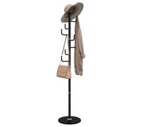 Mangloder - Appendiabiti nero 183 cm in ferro verniciato a polvere con base in marmo, 8 ganci per giacche, cappotti, borse, sciarpe, chiavi, asciugamani, ombrelli, corridoio e ufficio