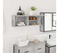Mangloder - Armadietto da bagno a parete in legno grigio cemento, 80 x 25 x 30 cm, con anta e spazio per il bagno, montaggio a parete, apertura silenziosa, versatile come mobiletto sottolavabo o