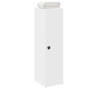 Mangloder - Armadietto da bagno bianco con portarotolo, 20,5 x 22 x 72 cm, in legno, per ospiti, salvaspazio, con montaggio a parete e funzione di ripiano
