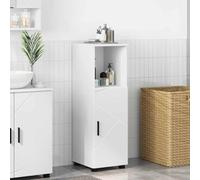 Mangloder - Armadietto da bagno bianco in legno e metallo, 30 x 35 x 95 cm, con 2 ante, spazio per cosmetici e asciugamani, mobiletto compatto per bagno e WC degli ospiti