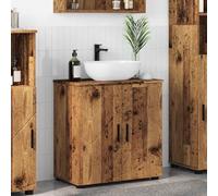Mangloder Armadietto da Bagno con Anta in Legno Anticato 61x35x64 cm Autoportante con Spazio e Ripiano in Legno con Gambe in Metallo, Mobile da Bagno per Lavabo e Asciugamani