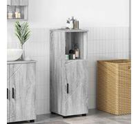 Mangloder - Armadietto da bagno con vano portaoggetti, in legno Sonoma grigio, 30 x 35 x 95 cm, con 2 ante, per mobili da bagno e portaoggetti, forma compatta per ordine in bagno