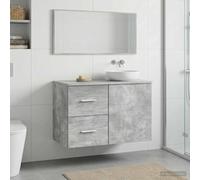 Mangloder - Armadietto da bagno in legno grigio cemento, 30 x 35 x 50 cm, con 2 cassetti e maniglie argentate, per mobili da bagno e design moderno