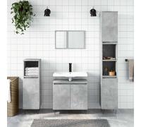 Mangloder - Armadietto da bagno in legno grigio cemento, 58 x 33 x 60 cm, con piedini in ferro e molto spazio per riporre il bagno e l'arredamento salvaspazio