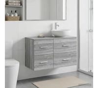 Mangloder - Armadietto da bagno in legno Sonoma, grigio, 30 x 35 x 50 cm, con 2 cassetti, maniglie argentate, per bagno moderno, ordine e conservazione