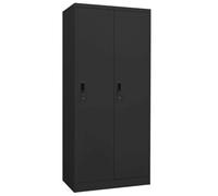Mangloder - Armadio antracite in acciaio, 80 x 50 x 180 cm, con 2 ripiani, 2 serrature e 4 grucce, salvaspazio, per camera da letto, corridoio, spogliatoio