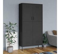 Mangloder Armadio antracite in acciaio 90 x 50 x 180 cm con 4 ripiani regolabili, asta appendiabiti, livellatori e prese di ventilazione per camera da letto, corridoio, spogliatoio, molto capiente