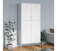 Mangloder Armadio bianco 90 x 50 x 180 cm in acciaio con 4 scomparti regolabili in altezza, asta appendiabiti, fessure di ventilazione, livellamento, spazio per camera da letto, corridoio, spogliatoio