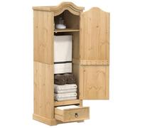 Mangloder - Armadio Corona in legno massello di pino 55 x 52 x 170 cm con cassetto, asta appendiabiti, maniglie in metallo e supporto da parete, per camera da letto, corridoio, spogliatoio e